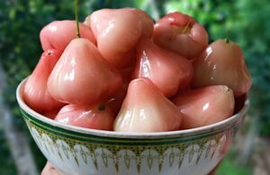 A bowl filled with rose apple